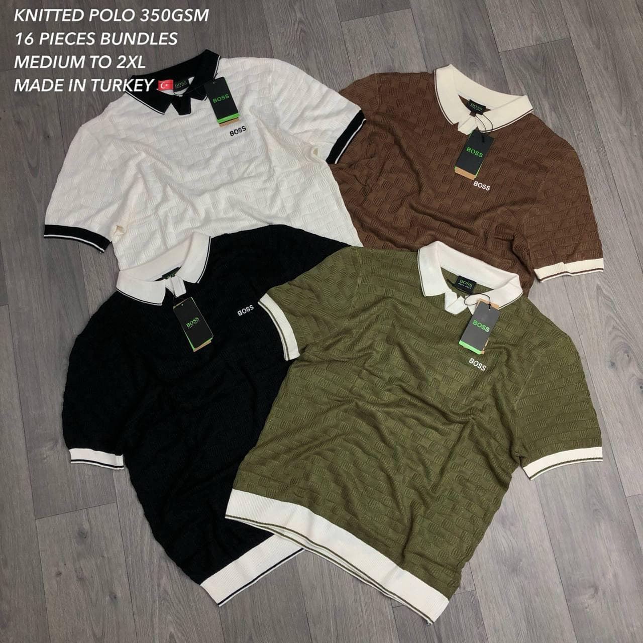 Men's Premium Textured Knit Polo Shirt