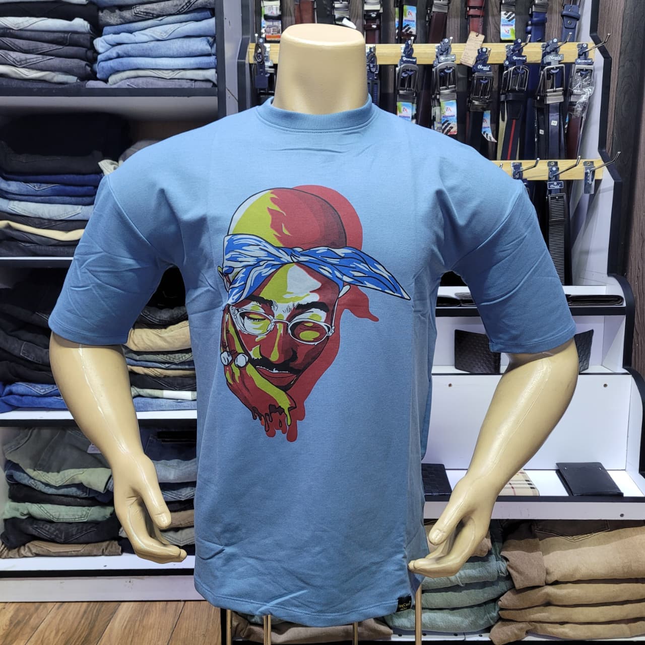 Men's Tupac Shakur Pop Art Oversized Streetwear Tee