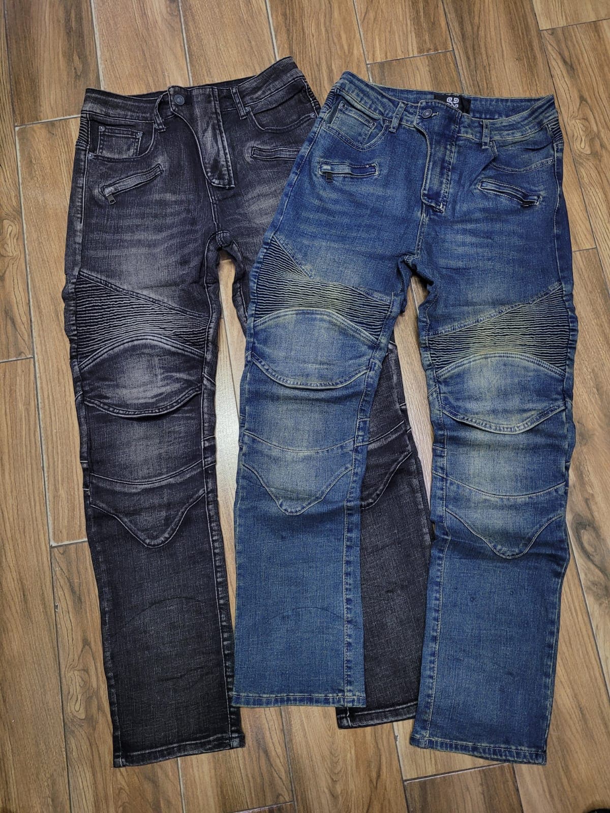 Men’s Premium Ribbed Moto Slim-Fit Biker Jeans